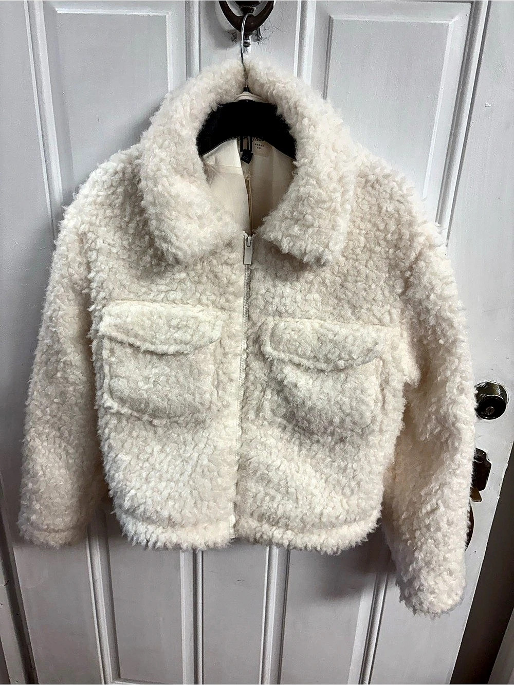 Universal Thread Faux-Shearling Fashion Jacket Teddy Jacket Cream Medium